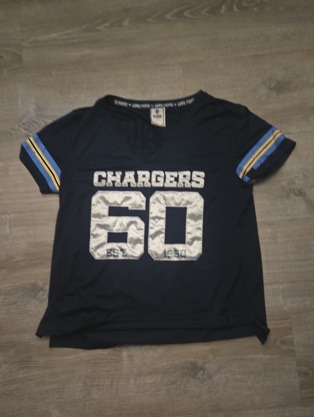 PINK Victoria's Secret Navy Chargers '60' Short Sleeve Tee